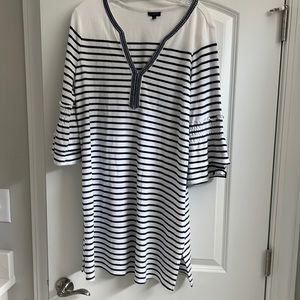 Talbots Blue and White Stripe Bathing Suit Cover-Up size  Large